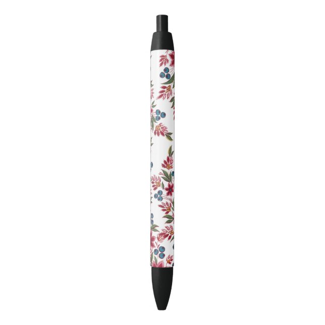 Stylo Noir Flores d'aquarelle rétro (devant Vertical)