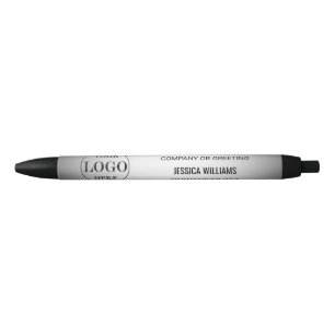 Stylo Noir Fond gris flou Logo personnalisé Entreprise