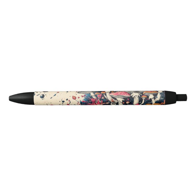 Stylo Noir Forêt de champignons psychédélique avec guitare (Devant)