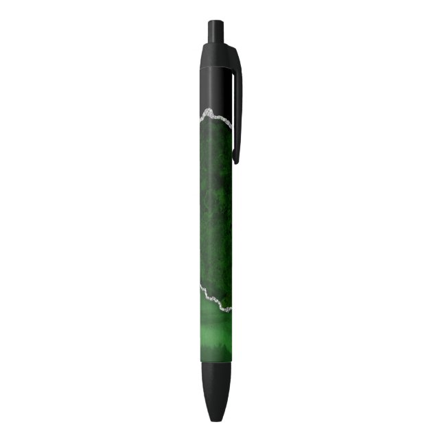 Stylo Noir Forêt Glamouruse Vert Marbre Chic Paillettes Argen (Bas (Vertical))