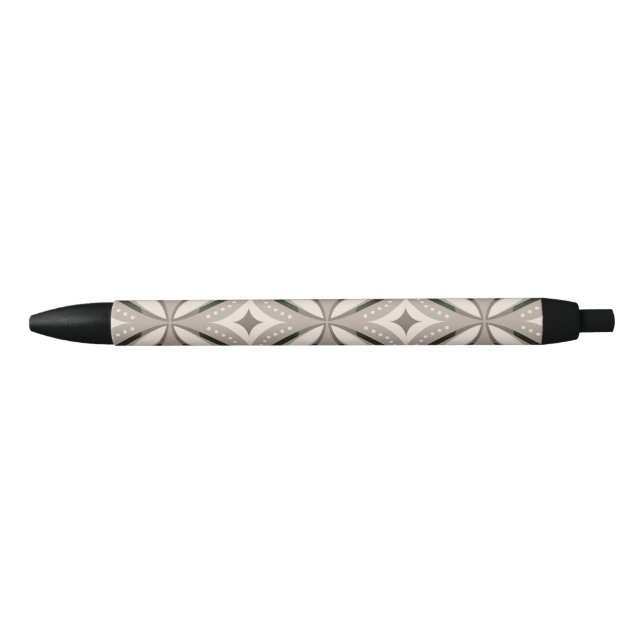 Stylo Noir Formes circulaires rétro beige et marron (Devant)