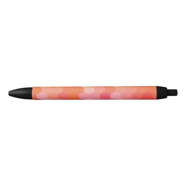 Stylo Noir Formes Hexagones géométriques jaune rose (Devant)