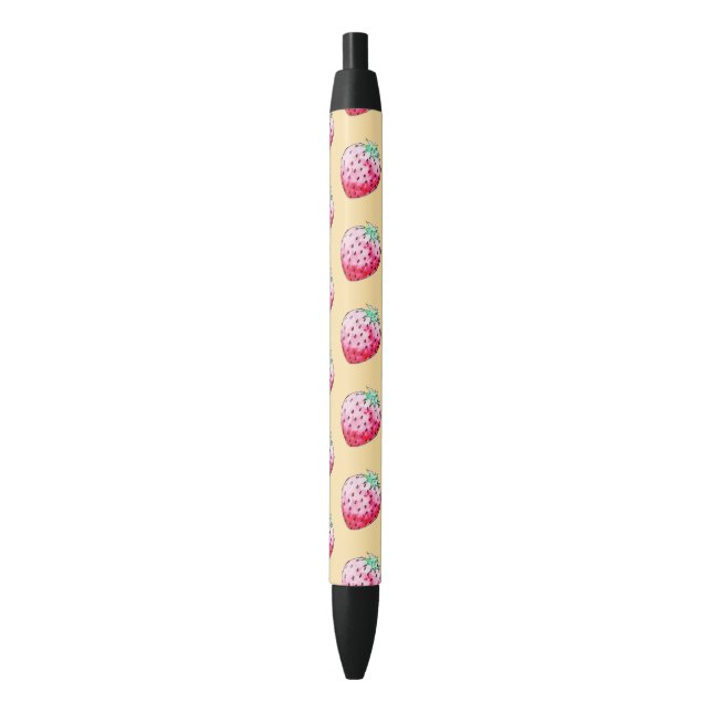 Stylo Noir fraise d'aquarelle jaune (devant Vertical)