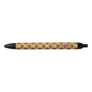 Stylo Noir Fraises sur des articles de métier d'or