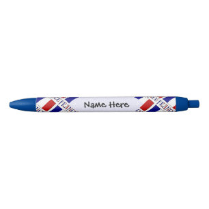 Stylo Noir France et drapeau français avec votre nom
