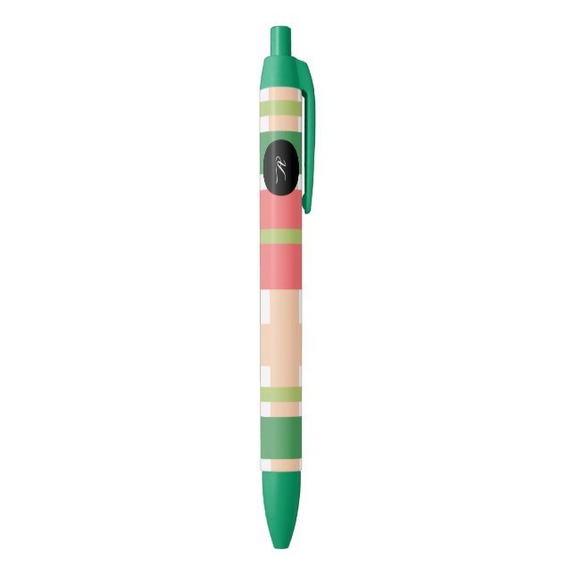 Stylo Noir Fruits de pastèque Plaid vert rose (Bas (Vertical))