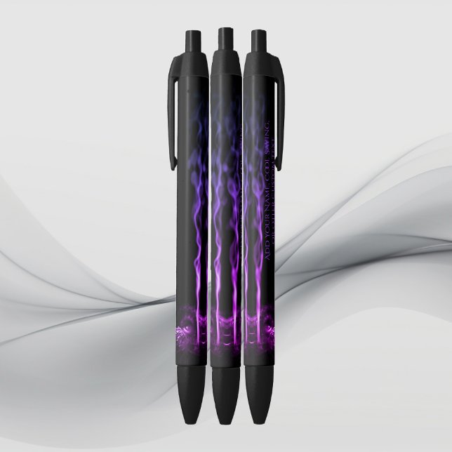 Stylo Noir Fumée de dragon noir et pourpre avec votre nom (Créateur téléchargé)