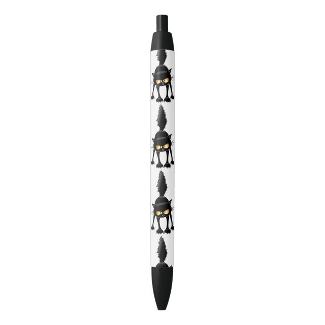 Stylo Noir Funny Fierce Black Cat Cartoon  (devant Vertical)