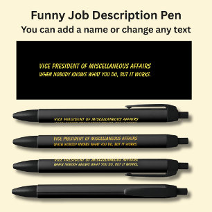 Stylo Noir Funny Job Title - Vice-président de Divers