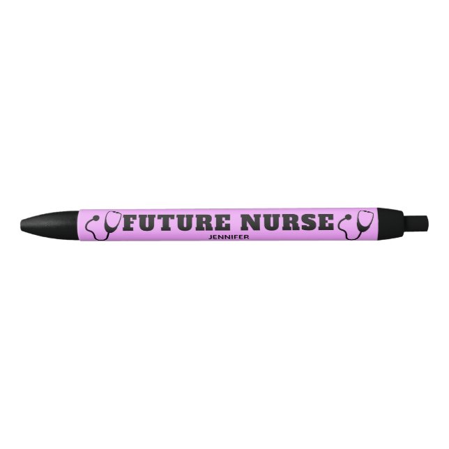 Stylo Noir Futur Infirmière Stethoscope Pastel Purple Nom (Devant)