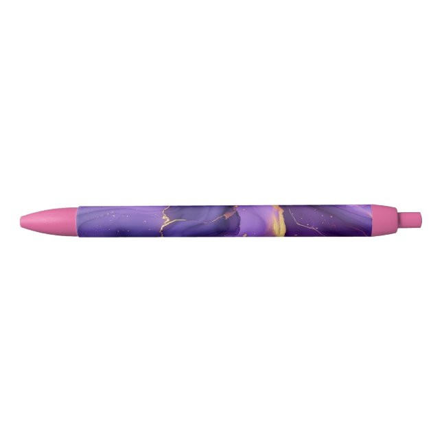 Stylo Noir Galaxie de marbre pourpre (Devant)