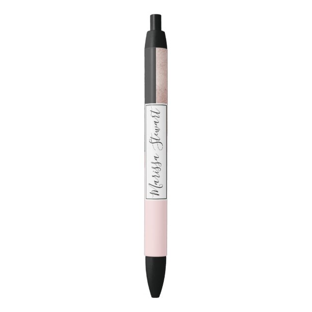 Stylo Noir Géométrie moderne Rose Gold Black Blush (devant Vertical)