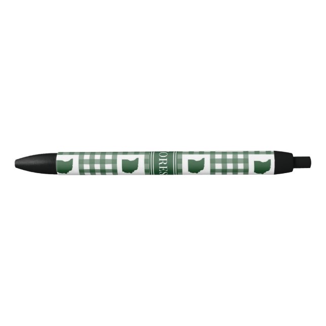 Stylo Noir Gingham vert de l'Ohio (Devant)