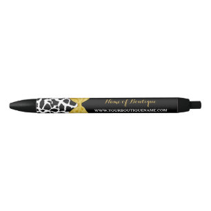 Stylo Noir Giraffe tendance Imprimer Boutique Bow Jaune Promo