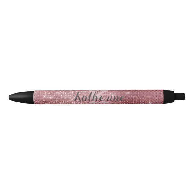 Stylo Noir Girl Dusty Rose Rose Gold Diamond Nom (Devant)