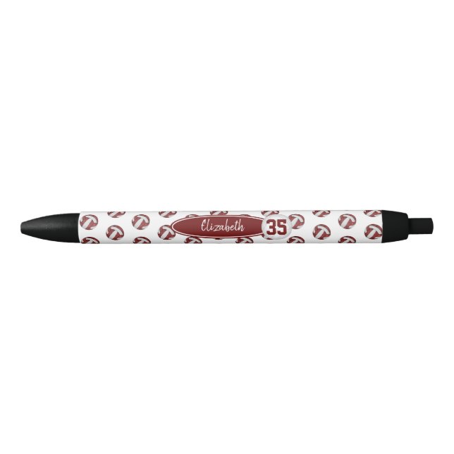Stylo Noir girly maron blanc personnalisées volleyball (Devant)