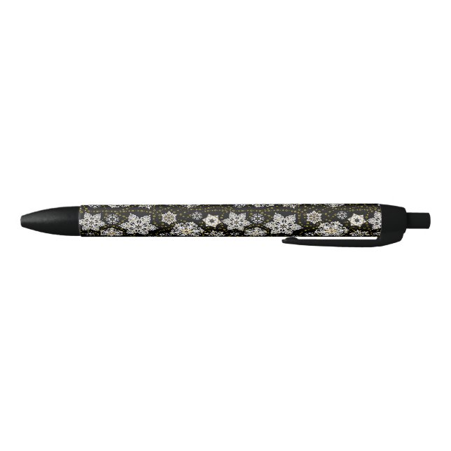 Stylo Noir Glam aux flocons dorés de minuit (Bas)