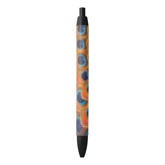 Stylo Noir Glam Boho Orange Blue Peacock Plumes (devant Vertical)