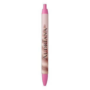 Stylo Noir Glam or rose rose pâle Unicorne Personnalisé