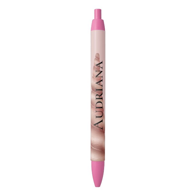 Stylo Noir Glam or rose rose pâle Unicorne Personnalisé (devant Vertical)