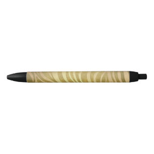 Stylo Noir Glam Safari Jungle Imprimé Zèbre Bronze Doré
