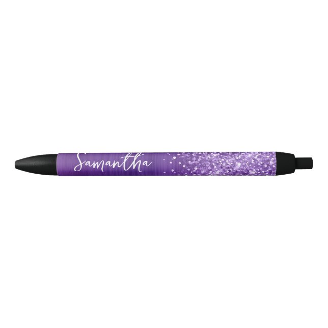 Stylo Noir Glittery Amethyst Purple Glam Nom (Devant)