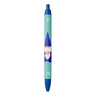 Stylo Noir Gnome tenant une lampe magique et encre noire Mono