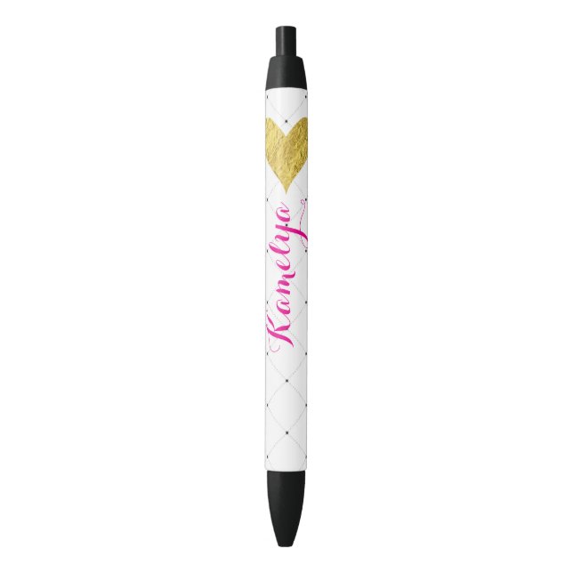 Stylo Noir Gold Foil Heart (devant Vertical)