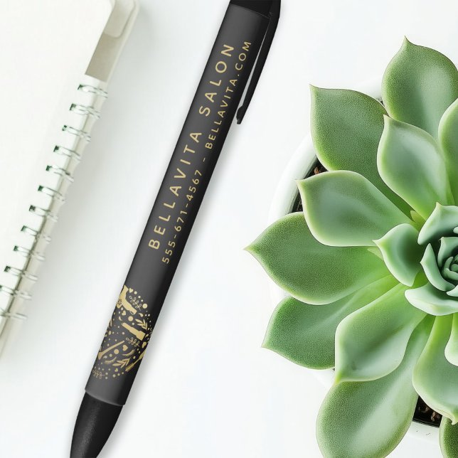 Stylo Noir Gold Heart Salon Promotion d'affaires (Créateur téléchargé)