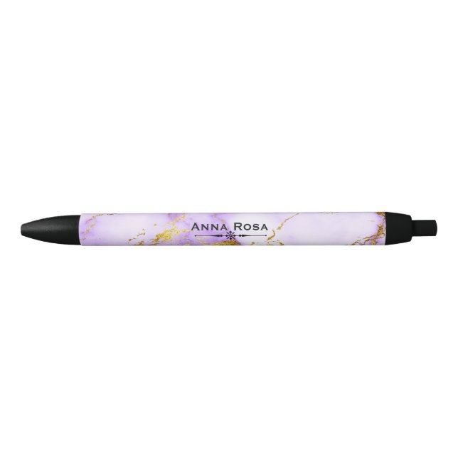 Stylo Noir * Gold Lavender Marble Chic Populaire (Devant)