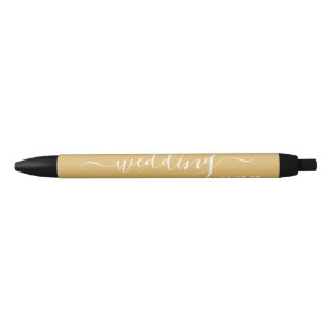 Stylo Noir Gold & White moderne Simple Script Wedding Faveur