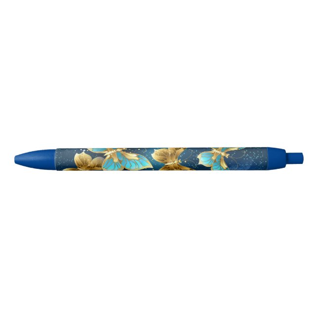Stylo Noir Golden butterflies (Devant)