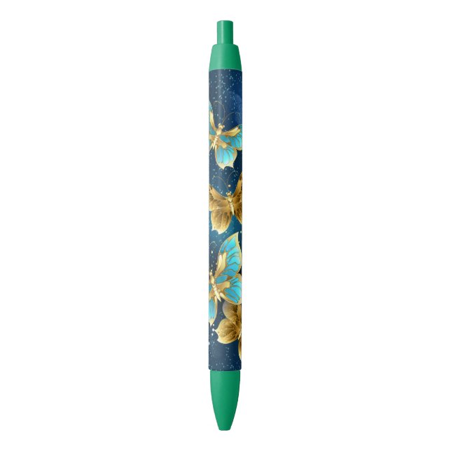 Stylo Noir Golden butterflies (devant Vertical)