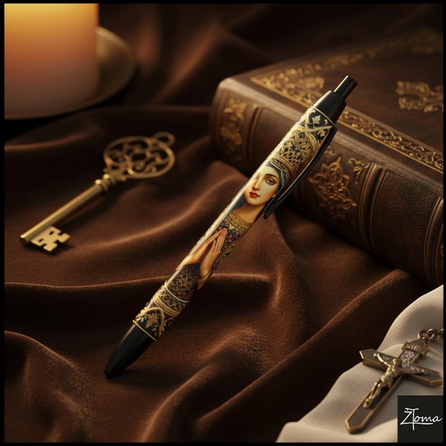 Stylo Noir Golden Reverence Virgin Mary (Créateur téléchargé)