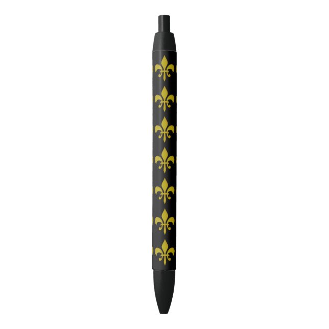 Stylo Noir Golden Royal Lily Border + votre backgr. & idées (devant Vertical)
