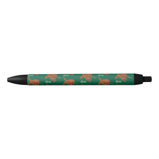 Stylo Noir Goldie Golden Doodle Vert (Devant)