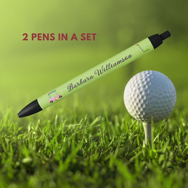 Stylo Noir Golf Gal Pink Panier Drapeau Nom personnalisé Styl (Créateur téléchargé)