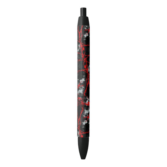 Stylo Noir Goth nocturne d'horreur - Noir et Blanc, Rouge (devant Vertical)
