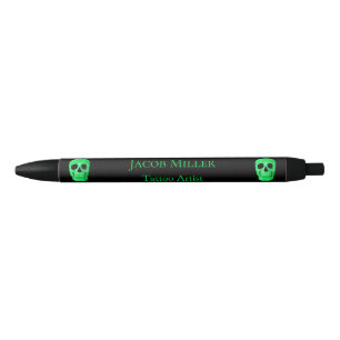 Stylo Noir Gothique Crâne visage Neon vert Tattoo Shop noir