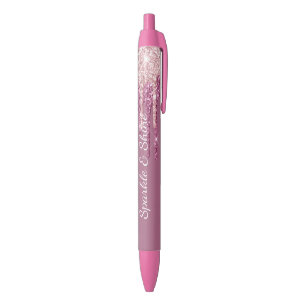 Stylo Noir Gouttes de glace à paillettes rose blush boysenber