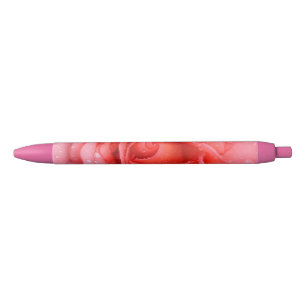 Stylo Noir Gouttes d'eau de rose rouge romantique