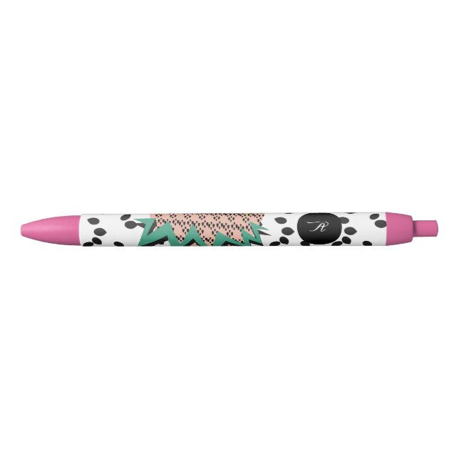 Stylo Noir Graines de pastèque Fruit Vert Rose Noir Nom (Devant)