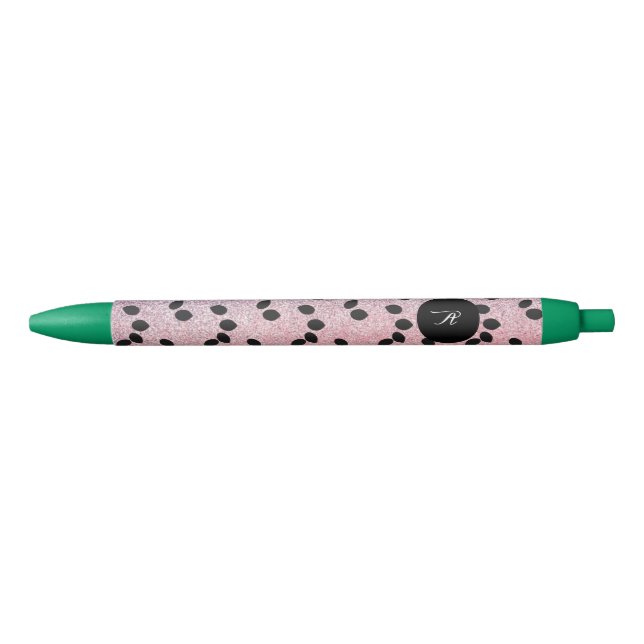 Stylo Noir Graines de pastèque Tranches de fruits Faux strass (Devant)