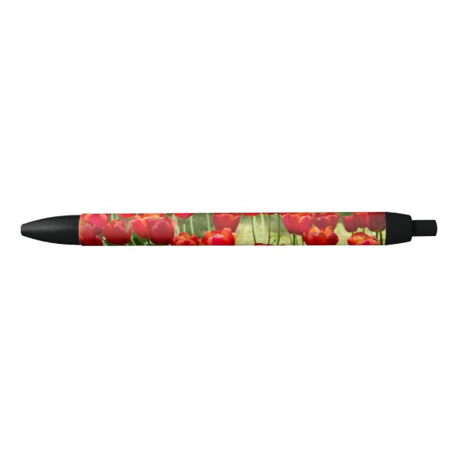 Stylo Noir Grand champ de tulipes rouges (Devant)