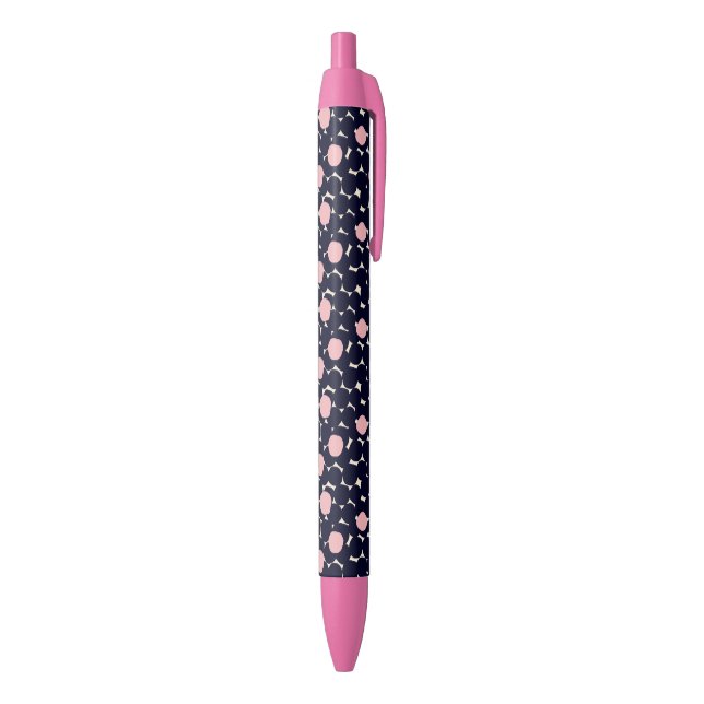 Stylo Noir Grand motif de point bleu et rose (Bas (Vertical))