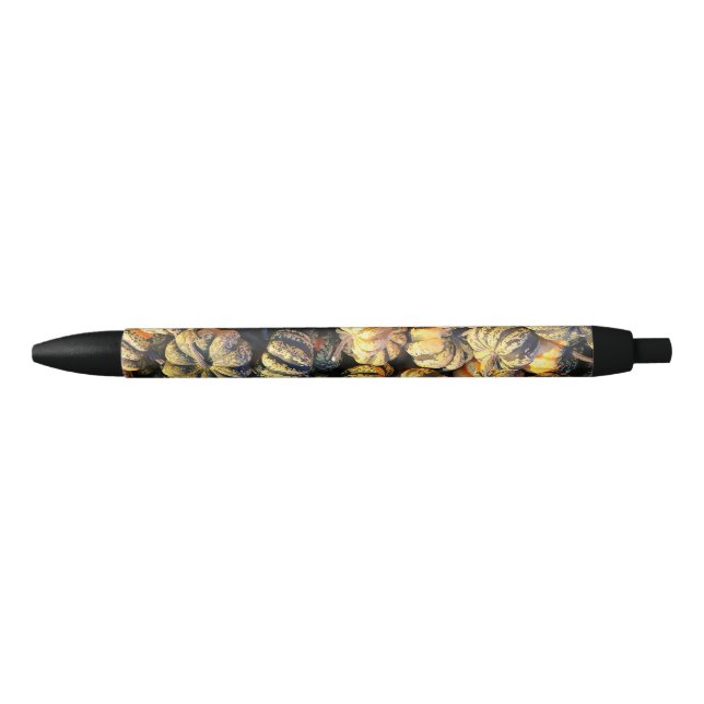 Stylo Noir Grappes de citrouilles rayées  (Devant)