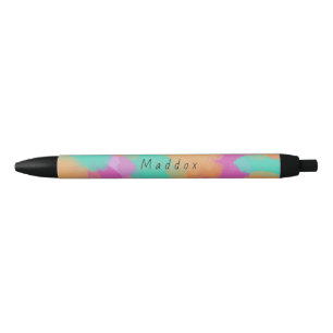 Stylo Noir Gras coloré Artiste moderne Motif + Nom personnali