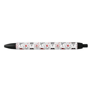 Stylo Noir Gras motifs floraux délice