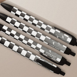 Stylo Noir Gray & white logo Entreprise marque Checkers