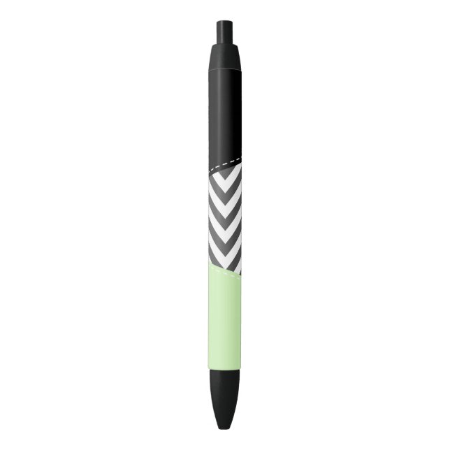 Stylo Noir Gray Zigzag, Gray Chevron, Zigzag Pattern, Mint (devant Vertical)